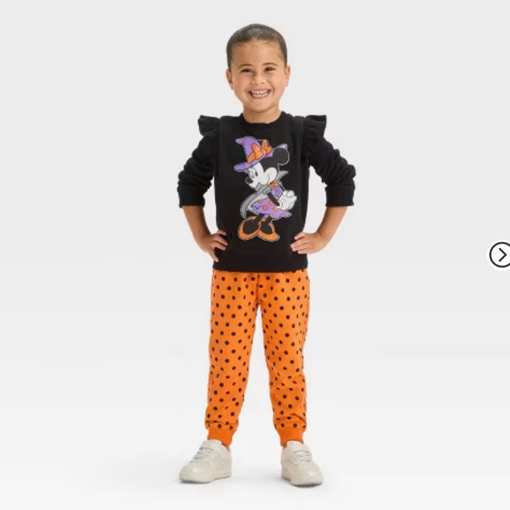 NEW Disney Minnie Mouse Toddler Girls' 
Halloween Top & Bottom Fleece Set